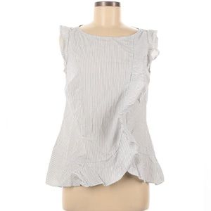 Banana Republic Blue and White Sleeveless Shirt